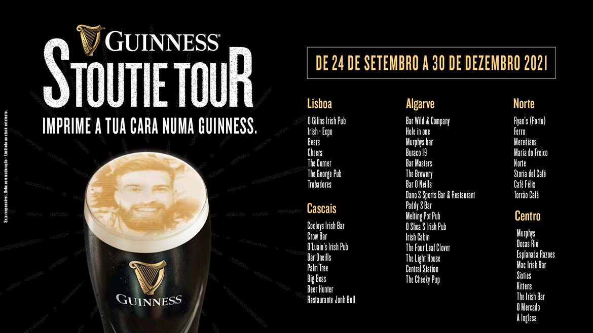 GUINNESS STOUTIE TOUR DESAFIA PORTUGUESES A IMPRIMIREM SELFIES NA SUA CERVEJA