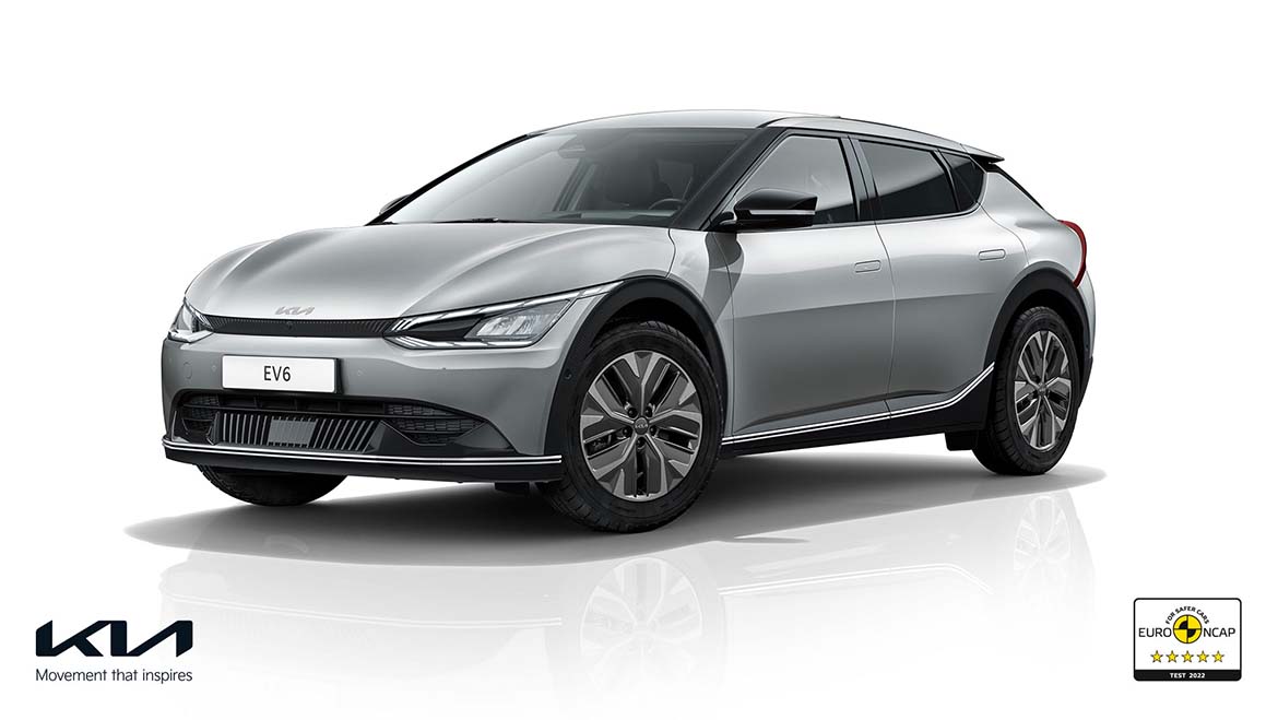 Kia EV6 conquista 5 estrelas  nos testes de segurança Euro NCAP