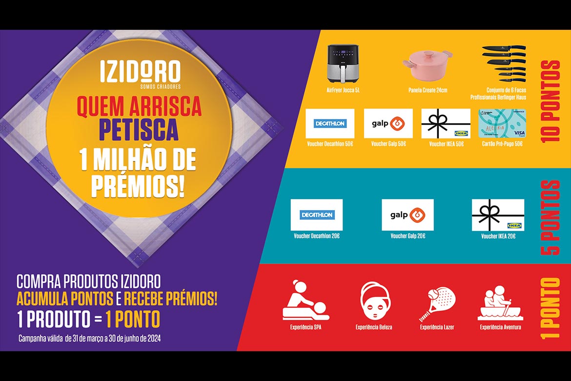 Izidoro lança campanha “Quem arrisca petisca 1 Milhão de Prémios”